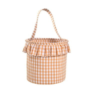 Yhmxh Halloween Basket for Kids, Trick or Treat Basket, Cute Plaid Candy Bucket With Tassel, Small Baskets Barrel, Jack O Lantern Bags for Girls/Boys Gift Baskets Empty