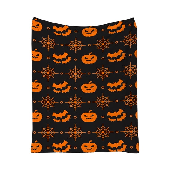 Yhmxh Halloween Blanket, Soft Cozy Throw Blankets Pumpkin Ghost Spooky Spider Bats Flannel Halloween Decorative Fleece Blankets, Lightweight Warm Blanket for Bedding Sofa Couch, Halloween Decoration