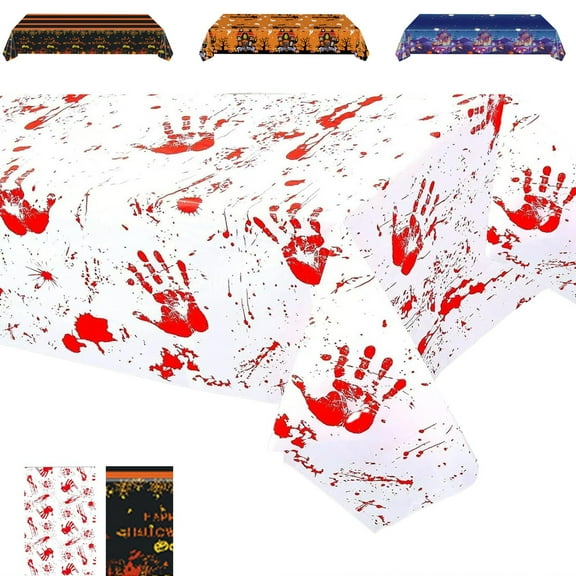 Yhmxh Halloween Disposable Plastic Tablecloth, 87"X53" Halloween Decorative Table Cover, Halloween Party Decorations Favors Supplies Table Cloth for Table Decor Indoor Outdoor Party Decorations