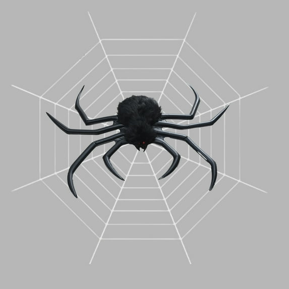 Yhmxh Halloween Inflatable Spider Outdoor Halloween Decorations, 45.6x35.4in Giant Hairy Black Spider, Scary Fake Huge Blowup Spider Props for Halloween Indoor Yard Patio Window Creepy Decor Supplies