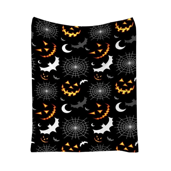 Yhmxh Halloween Throw Blankets, Soft Ghost Throw Blanket Cute Funny Spooky Blanket, Cozy & Warm Halloween Decor Plush Fuzzy Reversible Blankets for Bed Sofa Couch Livingroom Chair Car Travel