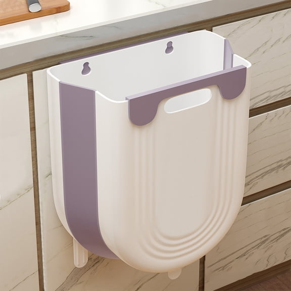 Yhmxh Hanging Kitchen Trash Can, Collapsible Trash can for Kitchen, Wall Mounted Foldable Small Garbage Can Compost Bin, 2.6 Gallon Under Sink Waste Bin for Cabinet, Bedroom, Car, Bathroom (Pink)