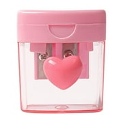 Yhmxh Heart Pencil Sharpeners Manual, Cute Double Hole Pencil Sharpener, Plastic Handheld Pencil Sharpener, Small Pencil Sharpener, Suitable for Graphite & Color Pencils (Pink)