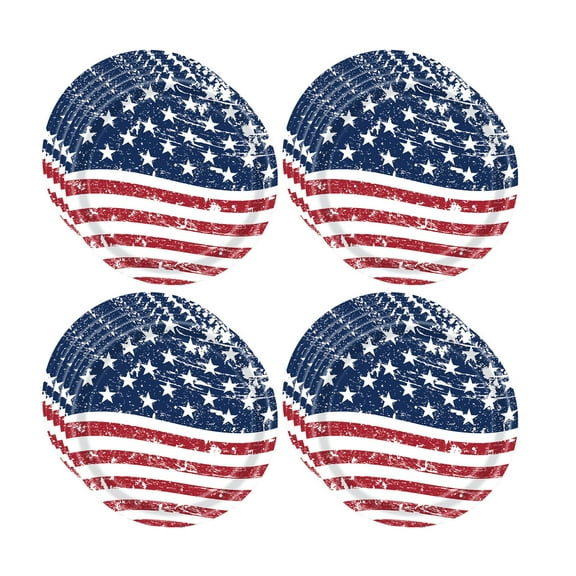 Yhmxh Independence Day Party Supplies, American Flag Disposable Paper Plates, Day 4th of July Independence Day Decorations, Patriotic Party Ornaments for Veterans Day Election Day