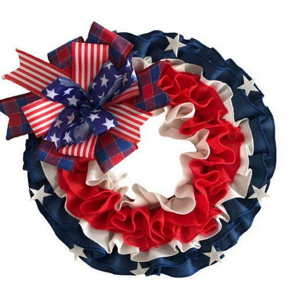Yhmxh Independence Day Patriotic Red White Blue Wreath for Front Door, Soft Touch Artificial Flowers Wreath Memorial Day 4th of July Door Wreath for Home Decor Indoor and outdoor