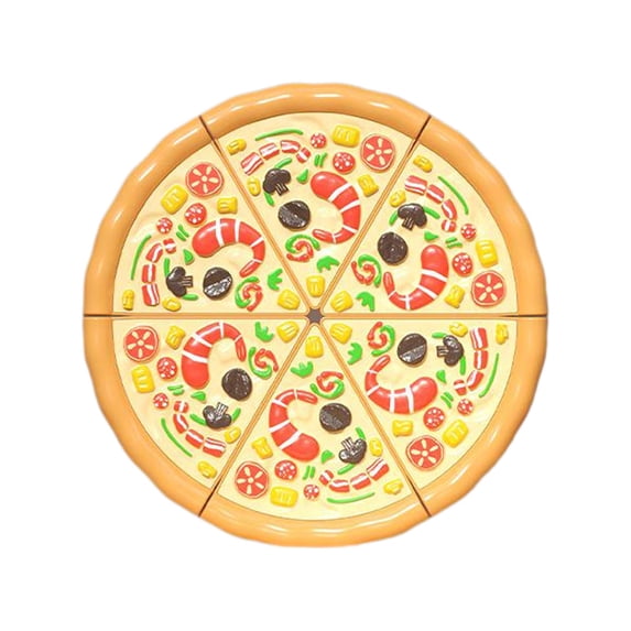 Yhmxh Kids Pretend Play Pizza Toy, 6 Inch Simulation Pizza Play Food Set, 6‑Slice Cuttable Fake Pizza Model, Kitchen Role‑Play Accessory for Toddler Boys Girls Educational Play Toy