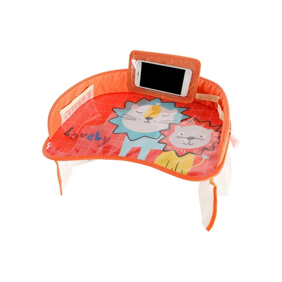 Yhmxh Kids Travel Tray for Car, Car Seat Table Tray for Kids, Car Trays for Kids Roadtrip Essentials, Carseat Table Tray for Kids Road Trip Activities, No-Drop Phone Holder, Car Accessories(Orange)