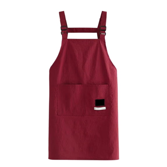 Yhmxh Kitchen Double Shoulder Straps Cooking Aprons, Adjustable Bib Aprons Thicken Long Aprons with 2 Pockets, Oil and Splash Proof Cooking Kitchen Chef Apron for Women and Men (Red)