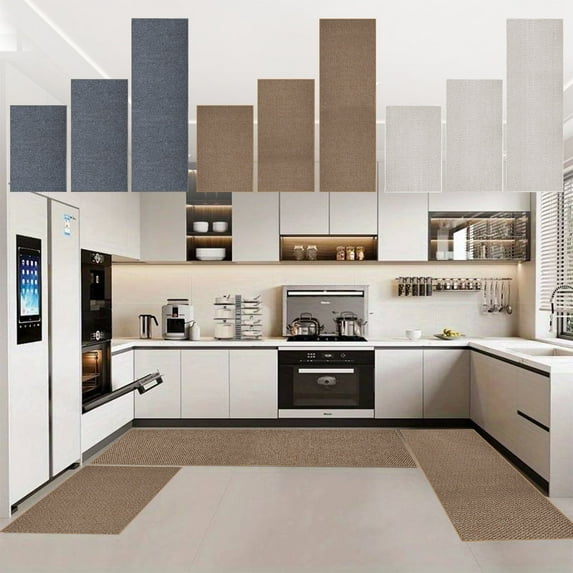 Yhmxh Kitchen Mat Set of 3 PCS, Non Slip Kitchen Rugs and Washable Mats for Kitchen Floor, Absorbent Runner Comfort Standing Mats with Rubber Backing for Floor Front of Sink, Office, Home