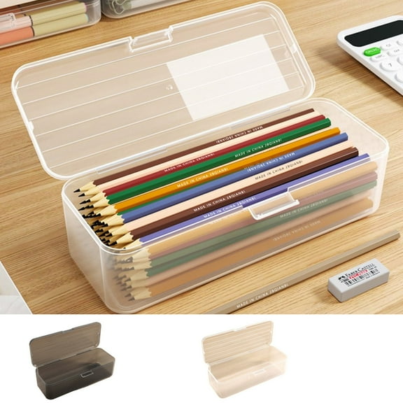 Yhmxh Large Capacity Plastic Pencil Box Pencil Case, Pencil Boxes Clear Boxes with Snap-tight Lid Stackable and Stylish Office Supplies Storage Organizer Box for Pens, Markers, Clip, Art Tools