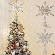 Yhmxh Large Christmas Star Tree Topper with 20 LEd Lights, 13 Inch Twinkle Star Lighted Tree Topper Glitter Sparkle Xmas Treetop Ornament for Tree Home Holiday Party Decorations for Trees
