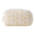 thumbnail image 1 of Yhmxh Letter Makeup Bag Quilted Cosmetic Bag, Pencil Storage Bag Pen Pouch, Cute Makeup Pouch Cute Makeup Bag Travel Toiletry bag Organizer Cotton Makeup Brushes Storage Bag for Women (Yellow), 1 of 6