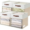 thumbnail image 1 of Yhmxh Linen Foldable Storage Bins with Clear Window, Storage Cubes Storage Organizer with 2 Handles, Closet Organizers and Storage Basket for Shelf Closet, Clothes, Cabinet (13x13x13 Inch), 1 of 7