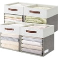 thumbnail image 1 of Yhmxh Linen Foldable Storage Bins with Clear Window, Storage Cubes Storage Organizer with 2 Handles, Closet Organizers and Storage Basket for Shelf Closet, Clothes, Cabinet (13x13x13 Inch), 1 of 7