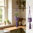 thumbnail image 1 of Yhmxh Macrame Plants Hanger with Tassel, Hand-Woven Cotton Rope Hanging Planter Basket, Boho Indoor Outdoor Hanging Plants Holder for Flower Pots, Ceiling Wall Decor, Up to 8 inch Pot, 1 of 6