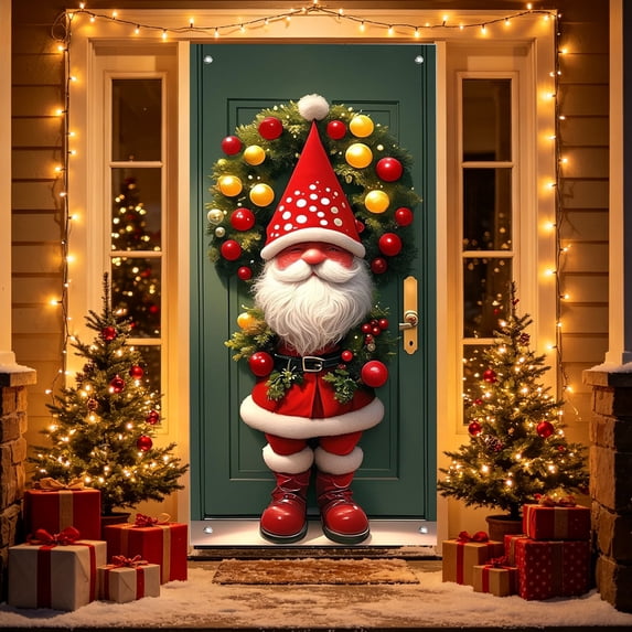 Yhmxh Merry Christmas Front Door Banner, 35.43 x 70.87 Inch Christmas Door Cover, Holiday Hanging Backdrop, Festive Home Decor for Porch, Entryway, Party Wall decor, Xmas Celebration