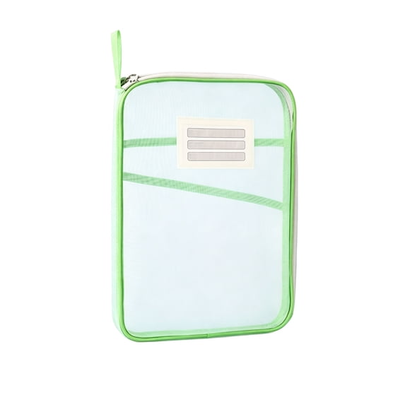 Yhmxh Mesh Zipper Document Folder with Handle, Portable Transparent Homework Organizer Pouch with Label Pocket, Multi-Layer Expanding Paper File Bag for A4 Size Papers Stationery Storage