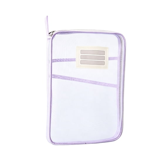 Yhmxh Mesh Zipper Document Folder with Handle, Portable Transparent Homework Organizer Pouch with Label Pocket, Multi-Layer Expanding Paper File Bag for A4 Size Papers Stationery Storage
