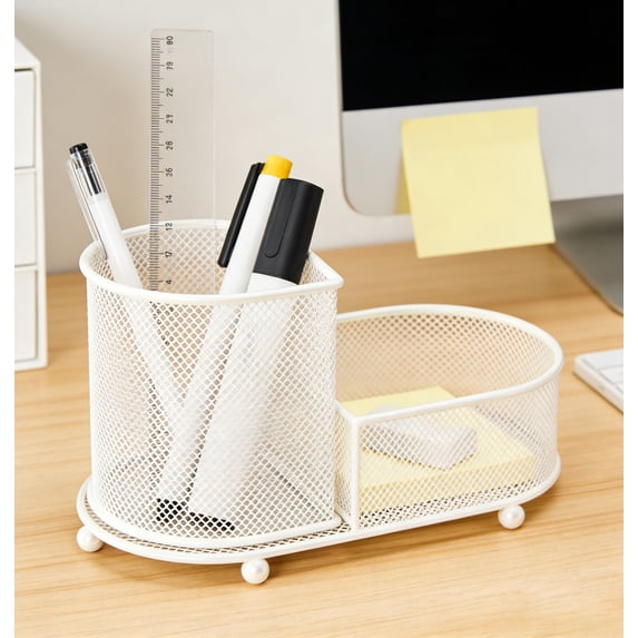 Yhmxh Metal Mesh Desk Organizer with 2/3 Compartments, Mesh Desk Multifunctional Organizer, Pen Holder & Storage Caddy for Office, Home, Stationery & Makeup, Desk Accessories