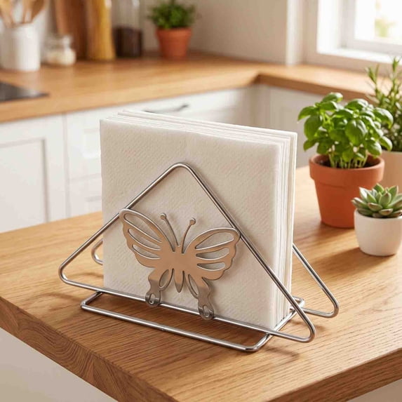 Yhmxh Metal Wire Napkin Holder for Table, Decorative Freestanding Tissue Dispenser, Rust‑proof Napkin Organizer, Stylish Tabletop Paper Napkin Rack for Kitchen Countertop, Dining Table, Coffee Bar