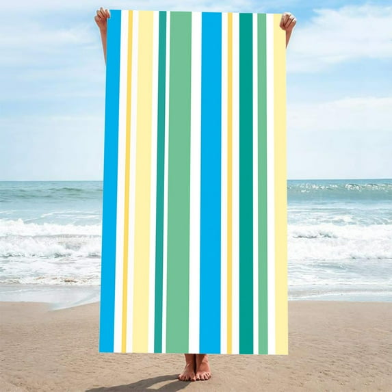 Yhmxh Microfiber Beach Towels Oversized, 30x60 Inch Quick Dry Sturdy Sand Free Bath Towels with Stripe Pattern, High Absorbent Beach Mat for Beach, Bathroom, Pool Party, Picnic