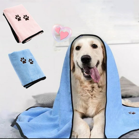 Yhmxh Microfiber Dog Towels for Drying Dogs, High Absorbent and Soft Pet Grooming Towel with Embroidered Paw, 32 Inch X 16 Inch, Large Dog Shower & Bath Supplies for Large, Medium or Small Dogs