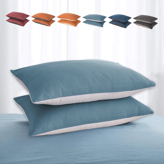 Yhmxh Microfiber Queen Pillowcases Set of 2, Double Color Soft Wrinkle Resistant and Easy Care Pillow Cases with Envelope Closure, Machine Washable Soft & Cozy Pillow Case, 20x30 inches