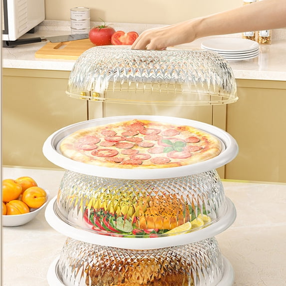 Yhmxh Microwave Splatter Cover for Food Large Microwave Plate Food Cover With Handle Anti-Splatter Lid With Water Filter Tray, Dirtproof Insect Proof Food Cover 11.3 Inch, BPA Free & Dishwasher Safe