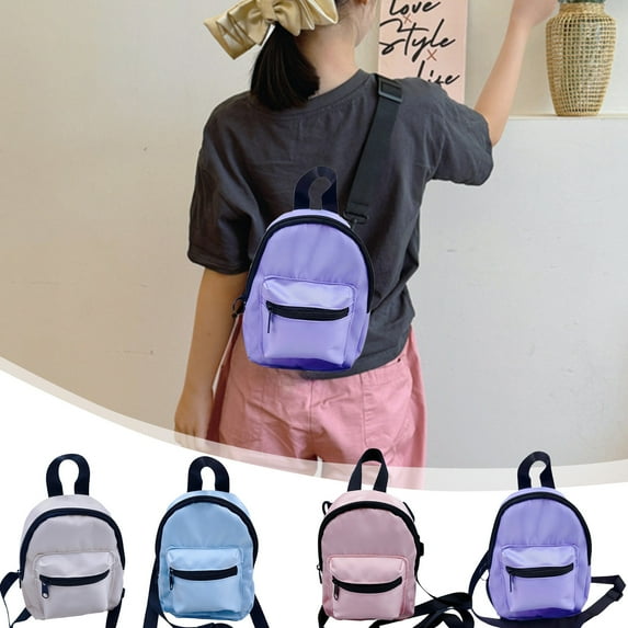 Yhmxh Mini Nylon Backpack, Lightweight Fashion Purse Casual Daypack for Women, Daily-use Travel Satchel Rucksack Cute Shoulder Bag with Adjustable Shoulder Straps (Pink)