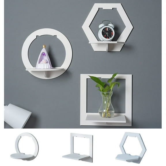 Yhmxh Modern Floating Shelf, Non Drilling Wall Mount Holder for Security Cameras, Adhesive Small Shelves Wall Mounted Storage Rack for Home Office Decor Capacity Holder for Plants Speakers