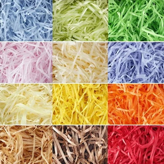 Yhmxh Multicolored Raffia Ribbon Paper Gift Basket Filler Crinkle Cut Paper Shred Filler for Tissue Paper Gift Wrapping, Craft DIY, Christmas Raffia Paper Shreds for Basket Packaging Filling (100g)