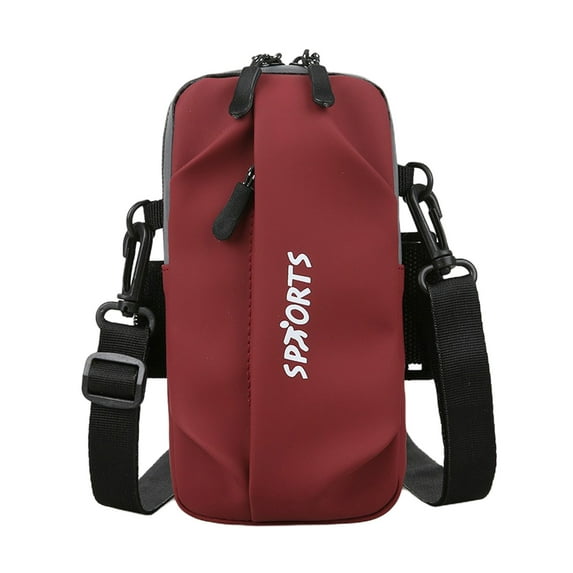 Yhmxh Multifunctional Outdoor Sweat-Proof Running Armbag Cross-Body Shoulder Casual Wallet Purse Crossbody Bag Gym Fitness Cell Phone Key Holder for iPhone/Galaxy/Huawei for Men & Women School(Red)