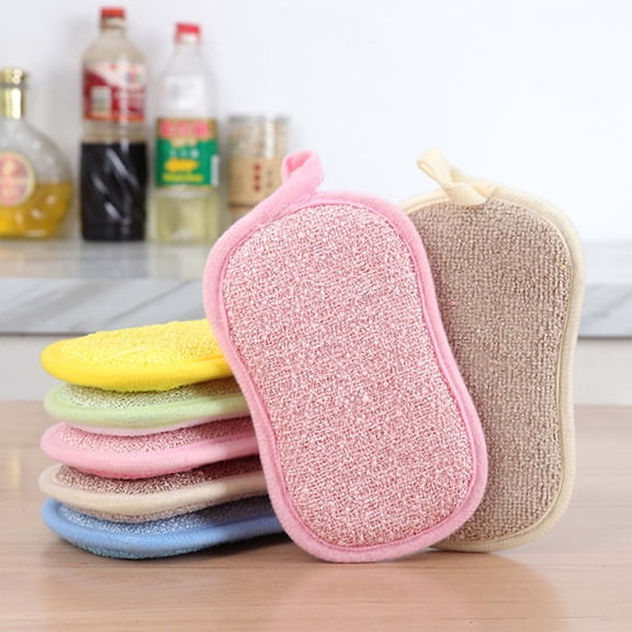 Yhmxh Multipurpose Kitchen Scrub Sponges, Non-Scratch Dish Sponge Microfiber Scrub Sponges for Kitchen Reusable Scouring Pads Sponge Scrubber for Household Cleaning Dishes and Pots