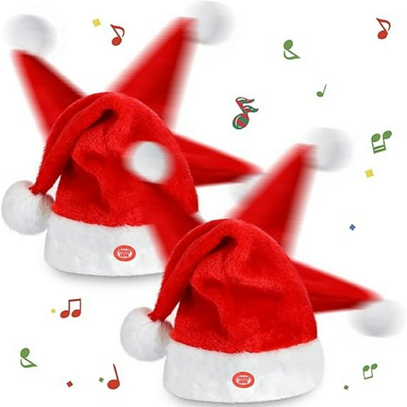 Yhmxh Music Swinging Electric Christmas Hat Dancing Bells Plush Funny Singing and Dancing Electric Santa Hat Interactive Musical Christmas Hat for Christmas Gift Funny Christmas Decor