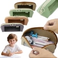 thumbnail image 1 of Yhmxh PU Leather Pencil Case with Clear Window, Semi-Circular Zippered Pen Pouch with Ring Pulls, Travel Makeup Brush Case Waterproof Cosmetic Organizer Pouch Stationery Bag for Office & Trave, 1 of 7