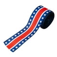 thumbnail image 1 of Yhmxh Patriotic Ribbon Wired 4th of July Burlap Ribbon 2.36" Red White Blue Ribbon USA Flag Stars Truck Striped Ribbon for Memorial Day Independence Day Veterans Day Farmhouse Decor(2.36" x 195"), 1 of 2