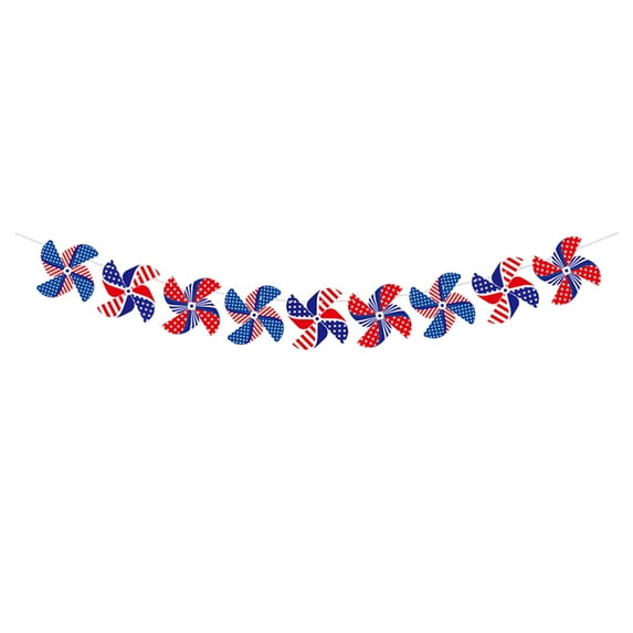 Yhmxh Patriotic Star Streamers Banner Hanging Decorations, 4th of July Banner Pinwheels Decor, Red White Blue Hanging Stars Banner, Independence Day Celebration Veterans Day Party Ornament