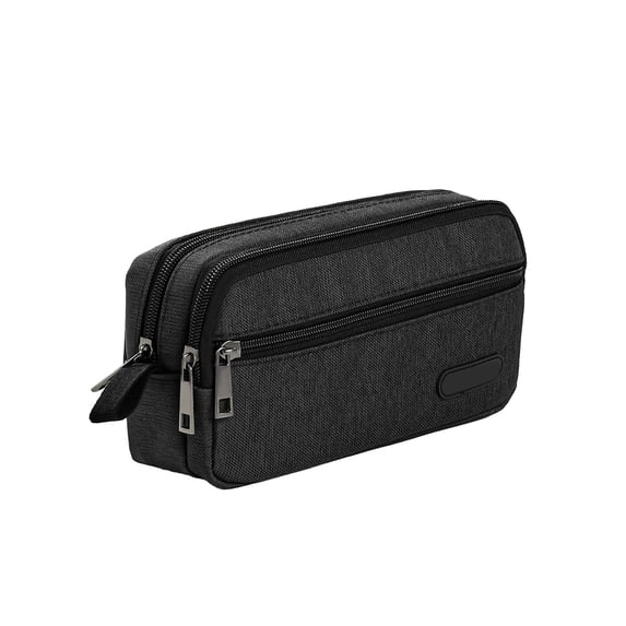 Yhmxh Pencil Case Large Capacity Pencil Pouch, Pen Bag Office Stationery Organizer Simple Sturdy Multifunctional Pencil Bag for Men, Nylon Zippered Pen Pouch - Black