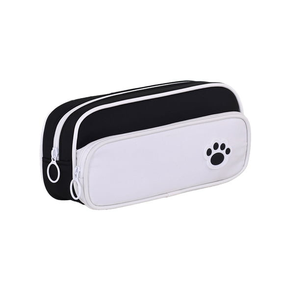 Yhmxh Pencil Case Pouch Box Bag Office Supplies, Cute Paw Print Pencil Case with Double Zipper, Large Capacity Pen Pouch, Oxford Stationery Organizer for Office & Home Use