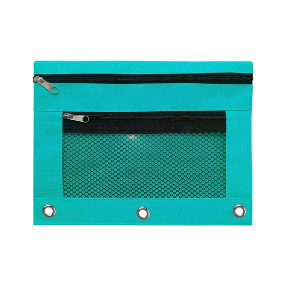 Yhmxh Pencil Pouch for 3 Ring Binder, Pencil Case with 9 Zipper Pockets and Clear Window, Big Capacity Pencil Bag, Fabric Zipper Pouch(Purple)