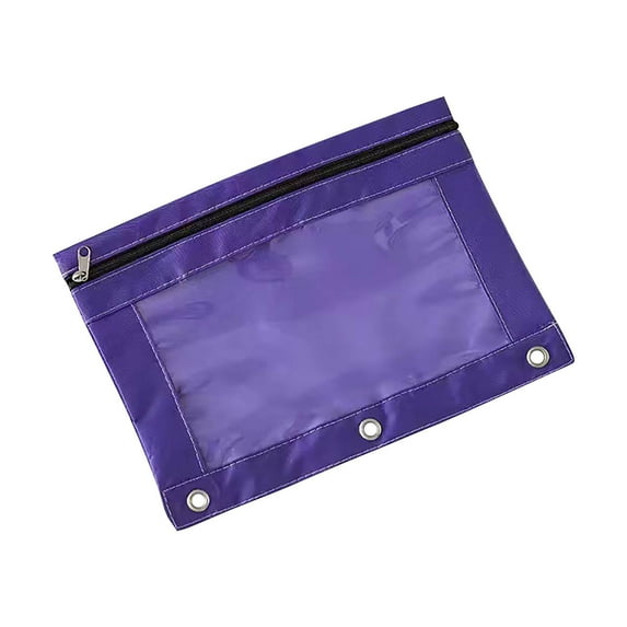 Yhmxh Pencil Pouche 3 Ring Binder Smooth Zipper Waterproof Oxford fabric, Purple