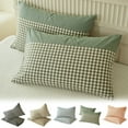 thumbnail image 1 of Yhmxh Plaid Pillow Shams Checkered Pillowcase Set of 2, Gingham Pillow Covers Queen Standard Pillow Cases Soft Microfiber Pillow Cases with Envelope Closure, Retro Farmhouse Pillowcase (20"x30"), 1 of 7