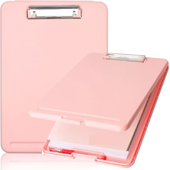 Yhmxh Plastic Clipboard with Storage, Storage Clipboard with Metal Clip, Foldable Portable Writing Boards for Nurse, 8.5x11 Paper Clip Boards, A4 Clipboards Case for Office Supplies Clip Board Case