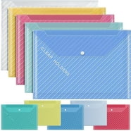 12 Pack A4 Size Plastic Filing Envelopes with Label Pocket, Assorted ...