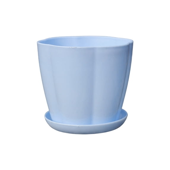 Yhmxh Plastic Plants Pots with Matching Drainage Saucers, Cute Round Flower Planter Containers, Lightweight Indoor Outdoor Plants Pots for Pothos, Flowers, Balcony Windowsill Garden Planting Decor