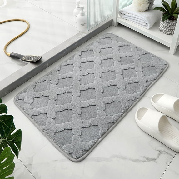 Yhmxh Plush Bathroom Rug, Extra Thick & Soft Microfiber Shaggy, Machine Washable Bath Mats, Absorbent Bath Rugs, Non-slip Rubber Backing Bath Mat for Bathroom Floor, Tub and Shower (Dark Gray)
