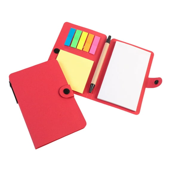 Yhmxh Pocket Notepad with Pen and Sticky Notes Set, Included Mini Pocket Notepad Binder Notepad Holder, 3.9 x 6 Inch Self Stick Memo Pad Notepad for Travel Office (Red)