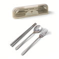 thumbnail image 1 of Yhmxh Portable Stainless Steel Cutlery Set with Travel Case, 3-Piece Reusable Utensils (Chopsticks, Spoon, Fork) for Lunch, BPA-Free Silverware Tableware Set with Storage Box for Work and Outdoor, 1 of 7