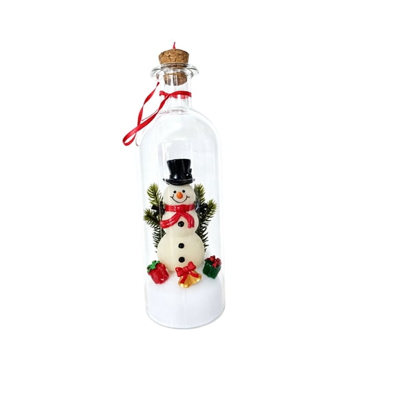 Yhmxh Recordable Christmas Snowman in a Bottle Ornaments, Shatter‑Proof Plastic Bottle Christmas Figurine Decor, Voice Recording Keepsak Christmas Decoration for Home Shelf Mantel Christmas Gift