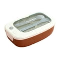 thumbnail image 1 of Yhmxh Rectangular Bento Box for s & Adults - Microwave Lunch Box Containers With Spoon & Fork - Durable for On-the-Go Meal, BPA-Free & 2-Compartment, Home Supplie (Coffee), 1 of 4